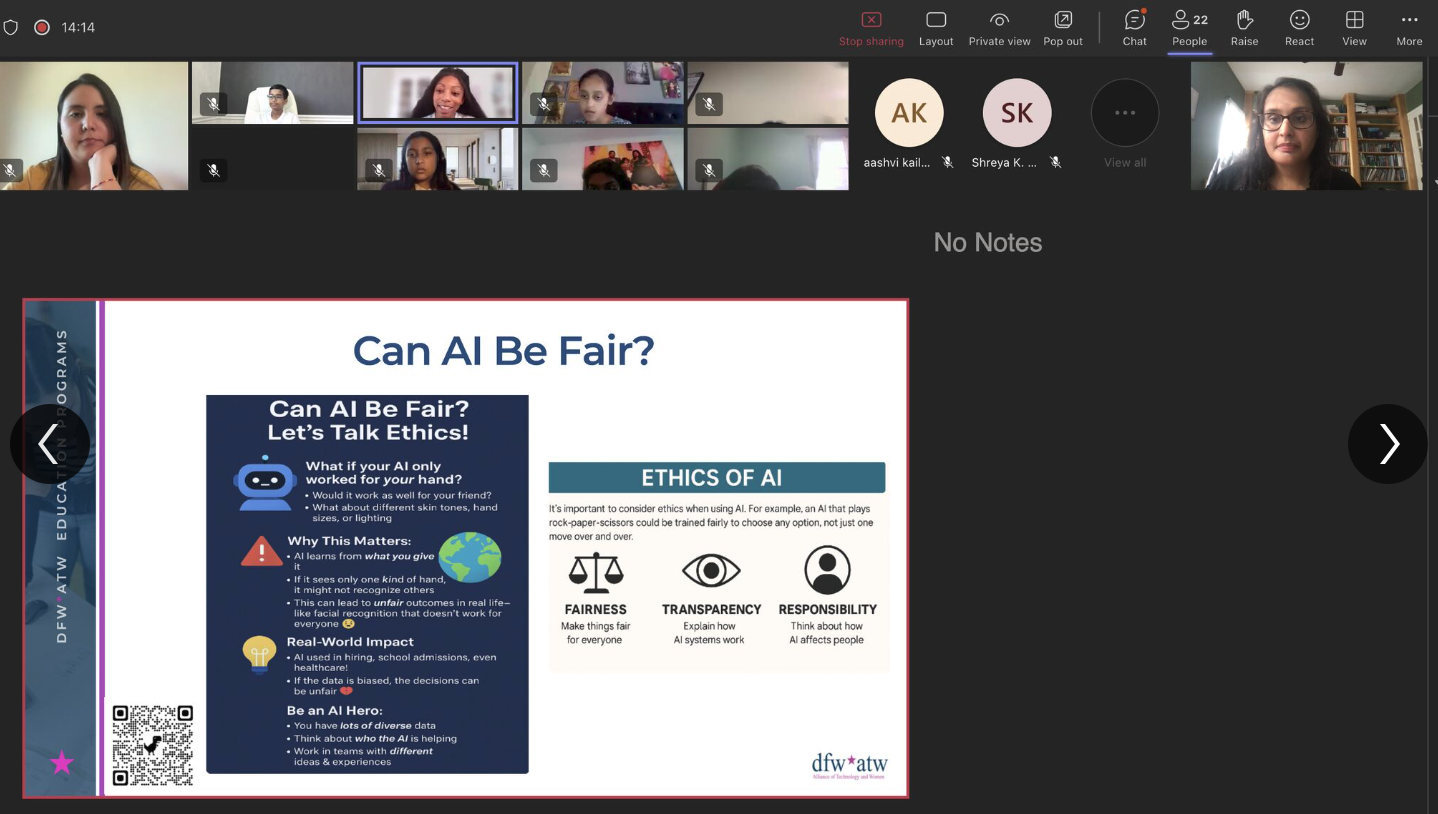 DFW Alliance of Technology and Women AI ethics session